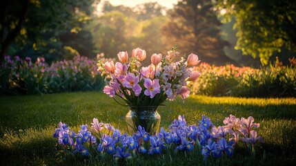Obraz premium Modern Artistic Spring Bouquet Blending Delicate Colors in Nature