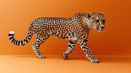 Cheetah in Orange Studio Setting