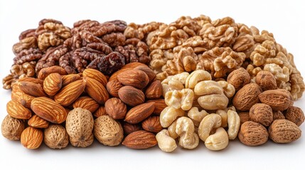 Assorted Nuts on White Background
