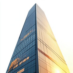 Glass Skyscraper at Sunset A Low Angle View