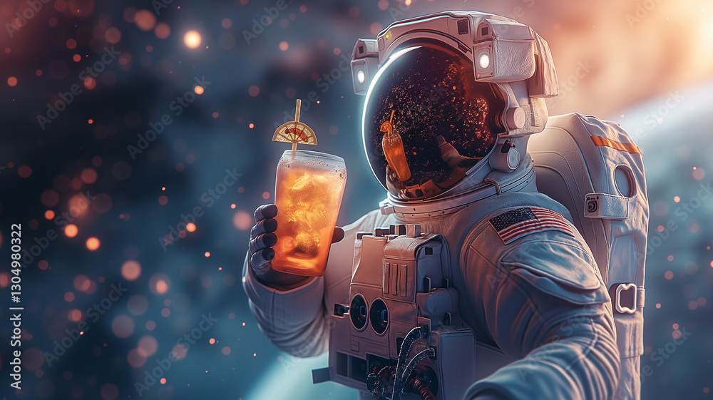 Aufkleber this astronaut enjoys a beverage while floating in space, showcasing leisure in suborbital travel.