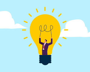 Create new idea, creativity, innovation to solve problem, idea development or invention, imagination or motivation to think about solution concept