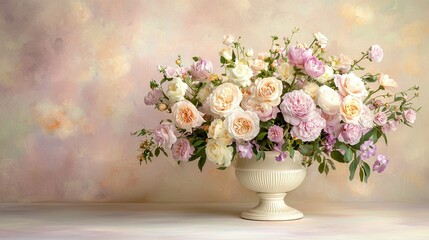 Fototapeta premium Soft Romantic Spring Bouquet in Pastel Colors with Roses