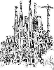 architecture, building, drawing, sketch, church, vector, city, illustration, old, travel, castle, art, paris, europe, town, vintage, house, cathedral, tower, design, draw, landmark, ancient, london, d