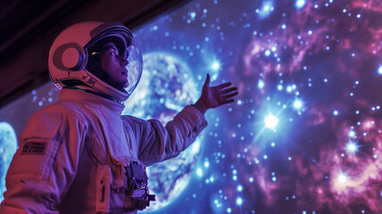This astronaut explores a vibrant universe, highlighting the potential of space tourism.