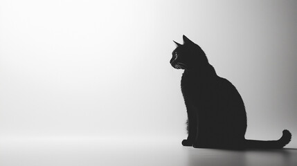 Graceful cat exudes calm elegance in minimalist setting