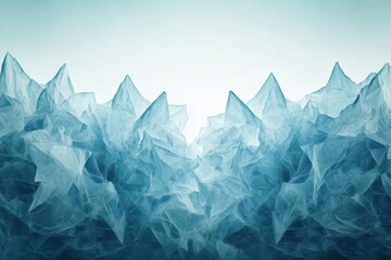 Ice-blue abstract peaks create a serene landscape resembling frozen mountains under soft light