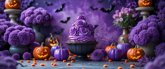 elegant purple theme Halloween season abstract background concept backdrop illustration cartoon