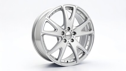 Obraz premium Chrome Alloy Wheel on White Background