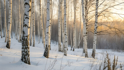 Obraz premium trees in winter covered with snow.