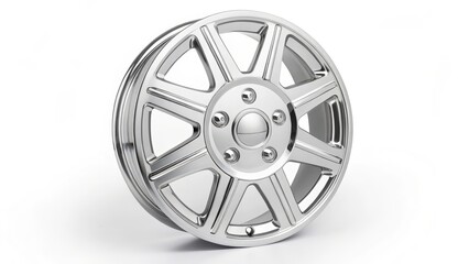 Obraz premium Chrome Alloy Wheel on White Background