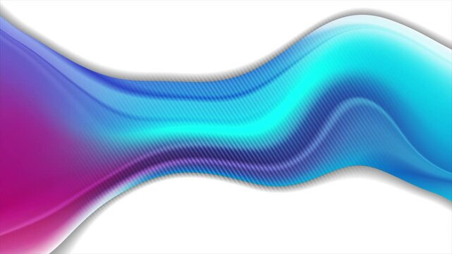 Bright shiny blue and purple flowing waves on white background with geometrical linear design. Seamless looping motion design. Video animation Ultra HD 4K 3840x2160