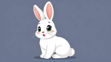 Obraz premium Cute white baby rabbit, full body, cartoon look, with expressive eyes, 8k