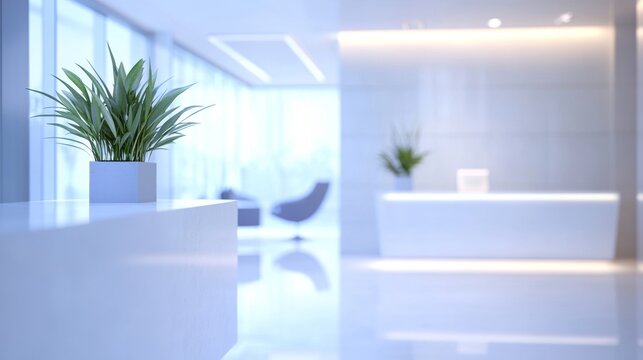Modern office lobby with clean design, conveying simplicity and professionalism in a serene workspace.