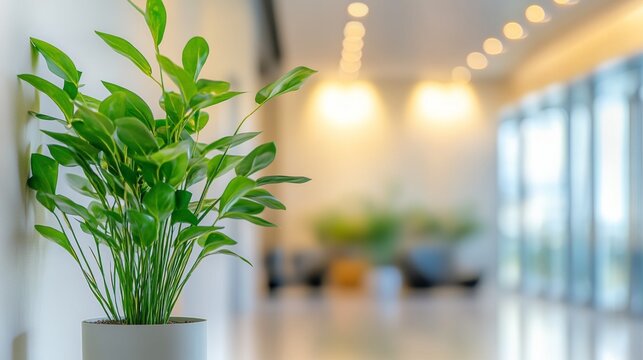 Modern office lobby with clean design, conveying simplicity and professionalism in a serene workspace.