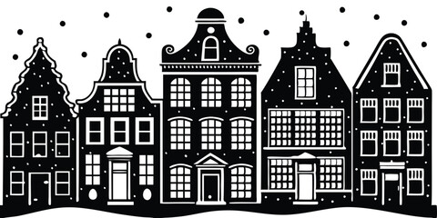 Fototapeta premium Silhouette of Laser cutting Amsterdam style houses