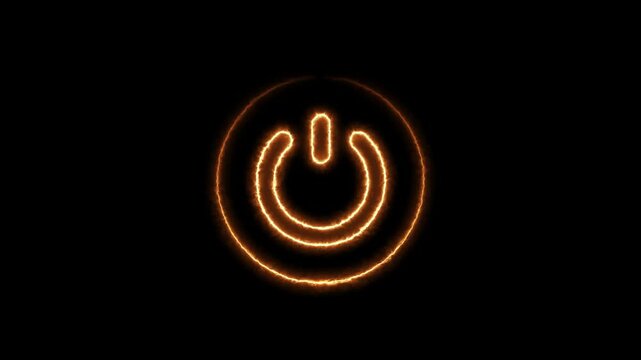 power button icon animated on a black background.