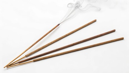 Incense Sticks on White Background