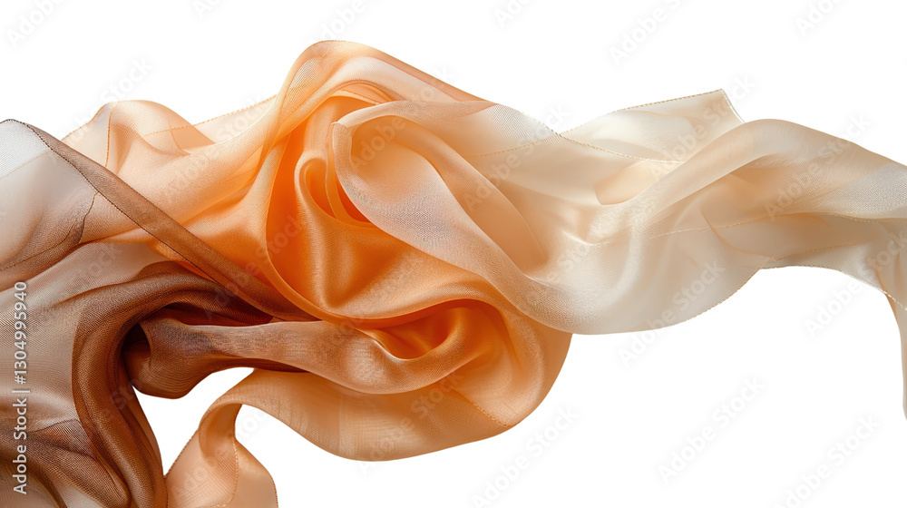 Wall mural flowing delicate silk fabric in warm hues creating soft waves and gentle movement useful for various