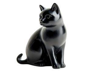 Elegant black cat statue, sleek design.