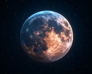 Glowing Moon Amidst Starry Celestial Expanse