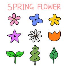 봄 꽃 라인드로잉 일러스트 아이콘(spring flower line drawing illust icon set)