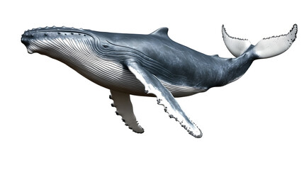 Detailed 3D Model of a Humpback Whale in Flight