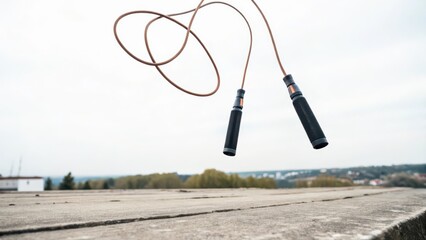 Naklejka premium Jump Rope in Air, White Background