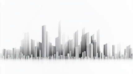 Fototapeta premium Abstract grayscale cityscape skyline. Possible use Architectural visualization or urban planning