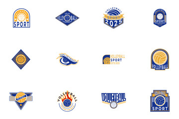 Set of volleyball logo design vector template