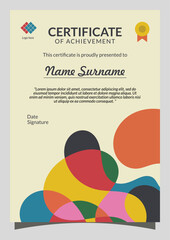 Modern Fluid Colorful Shapes Combination Vertical Certificate Template