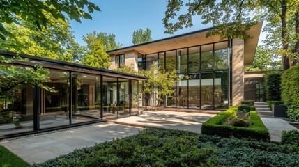 Sunlit Geometric Modern Villa with Courtyard