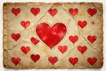 Abstract Torn Parchment Valentine's Day Background - Vintage Romantic Texture