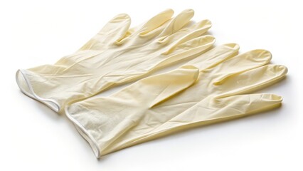 Pair of Latex Gloves on White Background