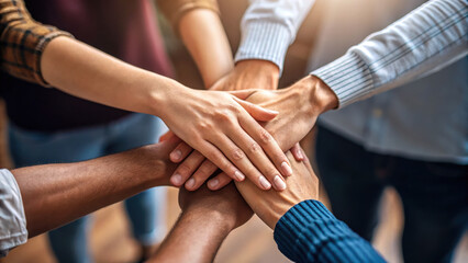 Teamwork and collaboration are essential for success in any project, as shown by hands coming together