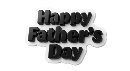 3D typography design with 'Happy Father’s Day' text in bold style, celebrating fathers and their role in the family.
