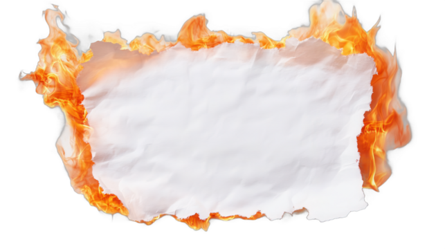 Creative blank canvas, textured white paper with vibrant orange edges, ideal for art projects or presentation highlights. Isolated on white background or PNG