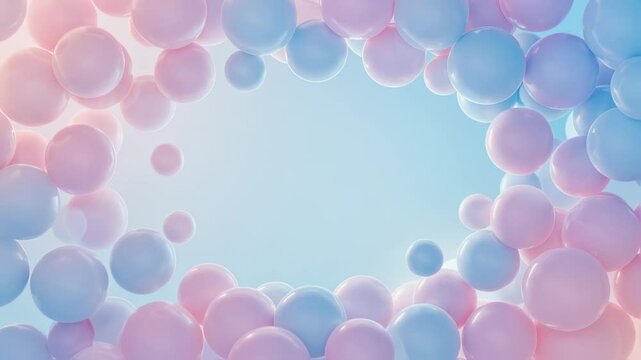 空を背景に、淡いピンクとブルーのボールが揺れるタイトルバック（ループ再生可）