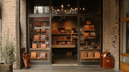 Boutique Leather Goods Store Front Display