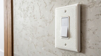 White Light Switch on Textured Wall