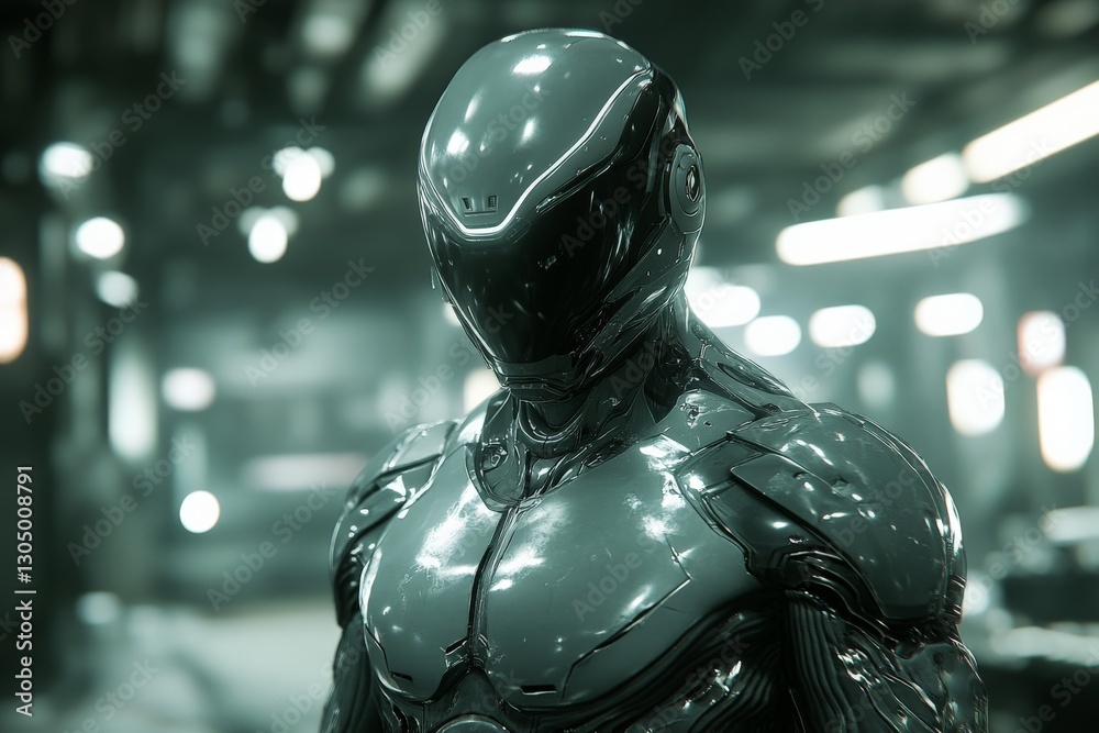 Leinwandbilder futuristic humanoid robot stands in a high-tech laboratory showcasing advanced design and technology