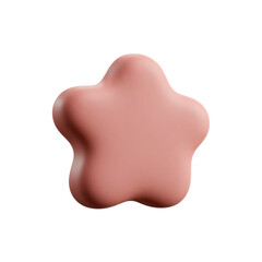 Pink star with rounded edges and soft shadows floating on white background in minimalist design