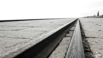 Obraz premium Railroad Tracks on Concrete Surface