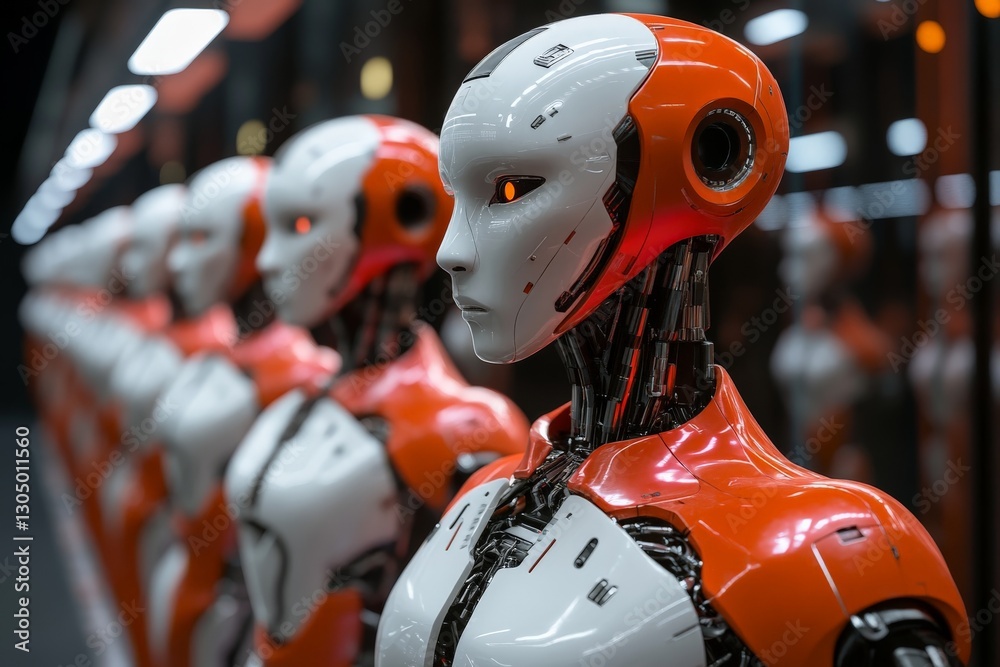 Leinwandbilder futuristic robots on display at a technology exhibition showcasing innovation and design in artifici