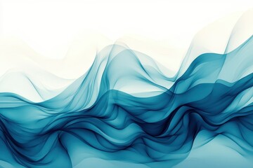 Fototapeta premium Fluid waves of blue fabric create a serene backdrop illustrating motion and tranquility in an artistic composition