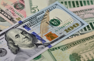 images of banknotes from various countries. photos of american dollars.