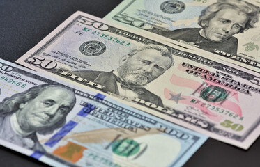 images of banknotes from various countries. photos of american dollars.