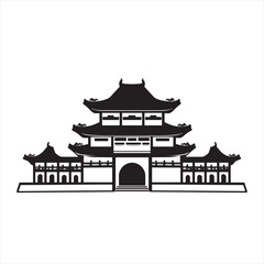 Fototapeta premium Minimalist Chinese Pagoda Silhouette