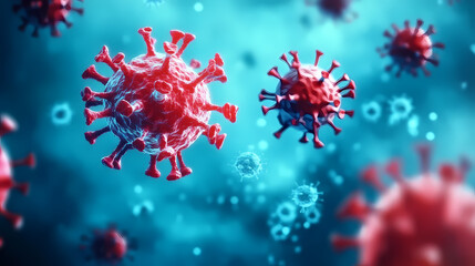 Virus Particles in Microscope View