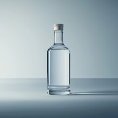 Minimalistic vodka bottle photo, clean composition and sharp focus, flat design illustration